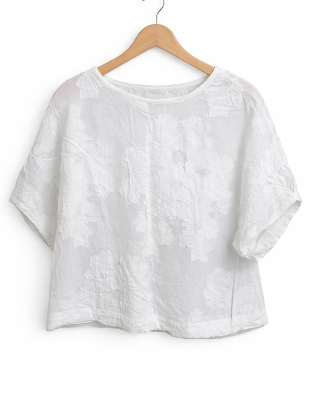 WILFRED | White Sheer Appliqué Crop Top – Women’s XXS